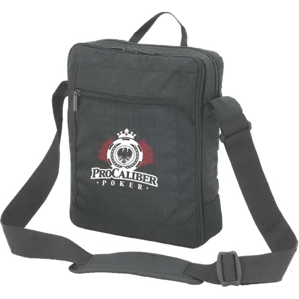 Nylon tablet bag features twin zipper pulls and a hidden zipper... from ASI 46755 Cosmo Promos