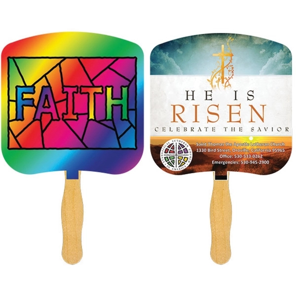 White stapled religious fan made of 12-point sandwiched board stock with... from ASI 43051 CPS / Keystone CPS CPS/Keystone