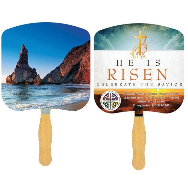 White stapled religious fan made of 12-point sandwiched board stock with... from ASI 43051 CPS / Keystone CPS CPS/Keystone