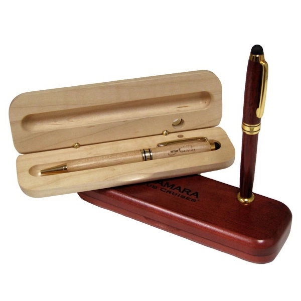 Rosewood twist action pen with pen box/stand.... from ASI 88156 Solid Dimensions Inc / Solid Dimensions Line