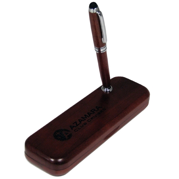 Rosewood twist action pen with pen box/stand.... from ASI 88156 Solid Dimensions Inc / Solid Dimensions Line