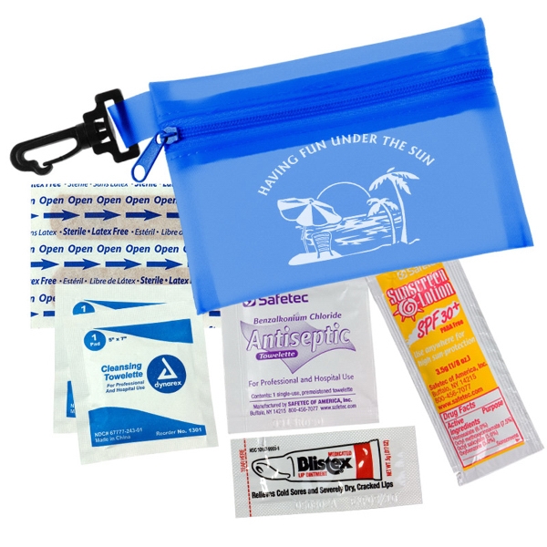 Translucent first aid sun kit zipper tote with clip, 3 1/4"H... from ASI 55990 Garyline / GaryLine®