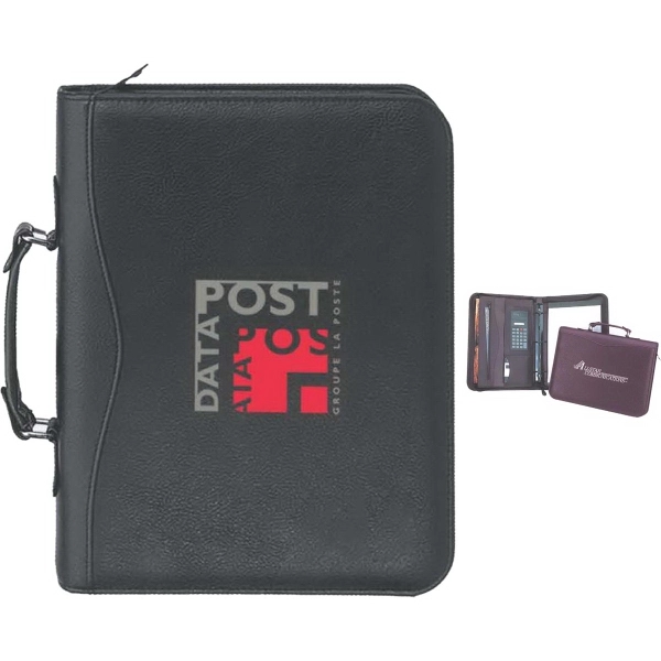 Executive simulated leather three ring portfolio with calculator and writing pad.... from ASI 46755 Cosmo Promos