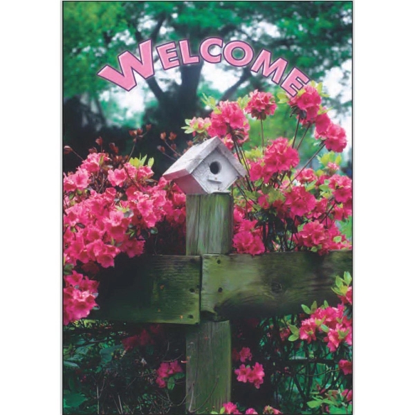 28" x 40" polyester sublimated flag with two-sided welcome birdhouse design;... from ASI 31260 AdCapitol / The Flag Factory®