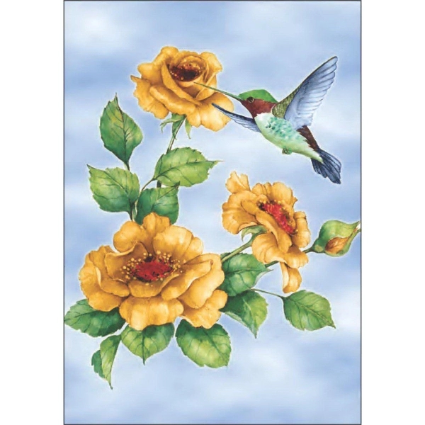 28" x 40" sublimated flag with two-sided hummingbird and rose design;... from ASI 31260 AdCapitol / The Flag Factory®