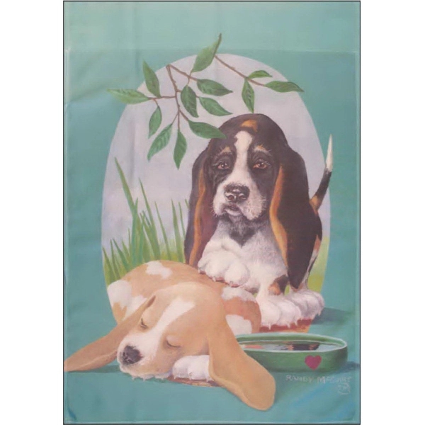 26" x 38" sublimated flag with two-sided basset pups design; fits... from ASI 31260 AdCapitol / The Flag Factory®
