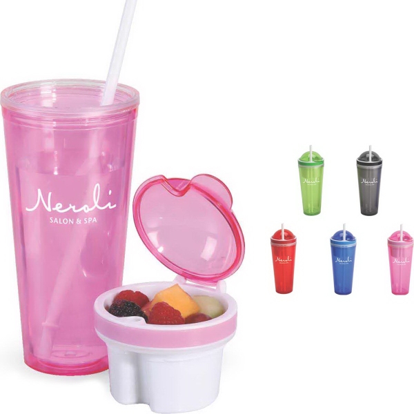22 oz. tumbler with a snack container.... from ASI 40261 Berney-Karp Inc / Creative Source