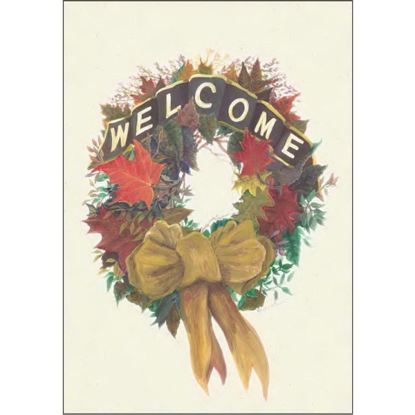 28" x 40" sublimated flag with two-sided fall welcome wreath design;... from ASI 31260 AdCapitol / The Flag Factory®