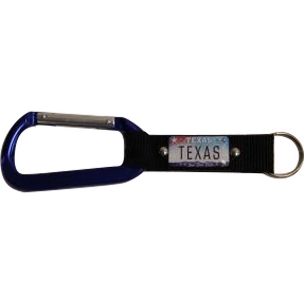 8 mm carabiner with a printed dome on the strap.... from ASI 40610 Perry Blackburne Inc / KEYTAGLINE