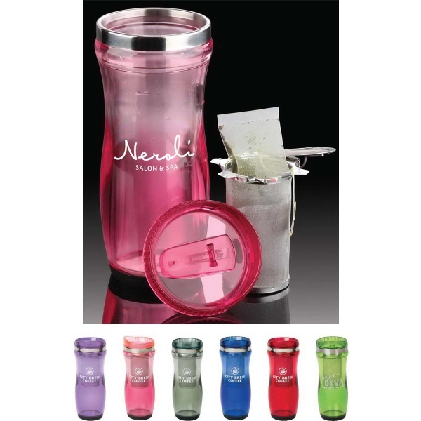 16 ounce travel mug for teas with tea diffuser and lid.... from ASI 40261 Berney-Karp Inc / Creative Source