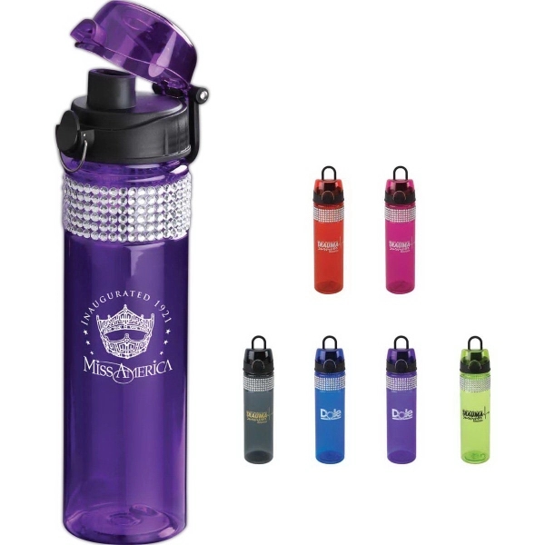 20 ounce water bottle with bling band, pop-up lid with soft... from ASI 40261 Berney-Karp Inc / Creative Source