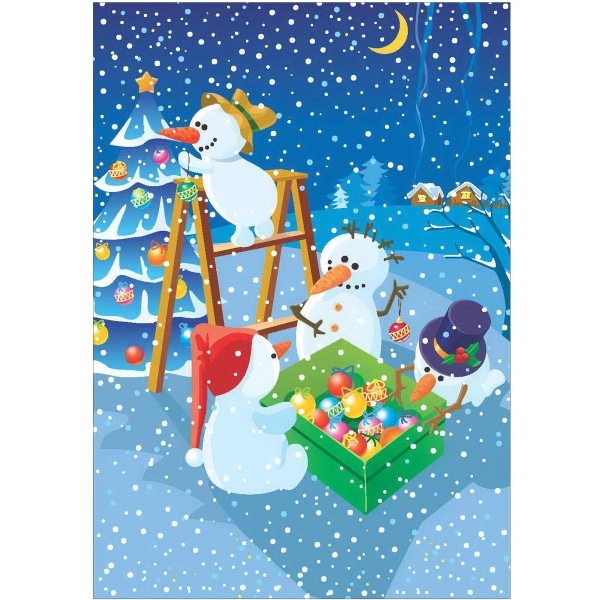 12" x 18" garden size sublimated flag with two-sided snowman Christmas... from ASI 31260 AdCapitol / The Flag Factory®