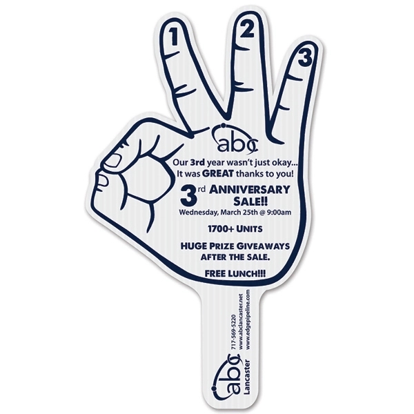 Weather resistant hand fan, made of corrugated plastic, approximately 8" x... from ASI 54322 FireSprint Printing / Pepco Poms