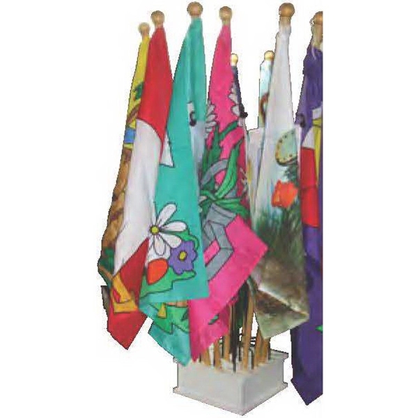 White flag pole base display holds up to 18 poles and... from ASI 31260 AdCapitol / The Flag Factory®