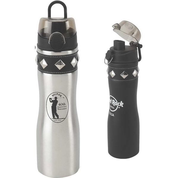 24 oz. Stainless Water Bottle with adjustable carabineer holder, drink-thru lid,... from ASI 40261 Berney-Karp Inc / Creative Source
