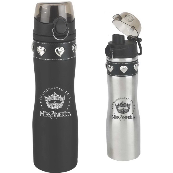 24 ounce stainless steel water bottle with a drink-thru lid, carabiner... from ASI 40261 Berney-Karp Inc / Creative Source