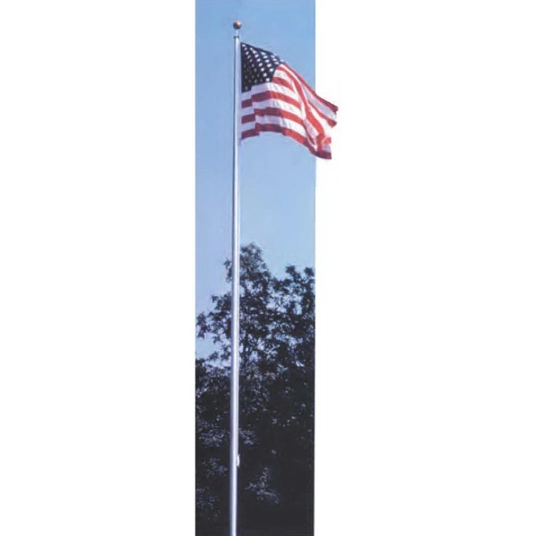 20' aluminum flag pole with gold ball ornament, pulley, cleat, halyard,... from ASI 31260 AdCapitol / The Flag Factory®