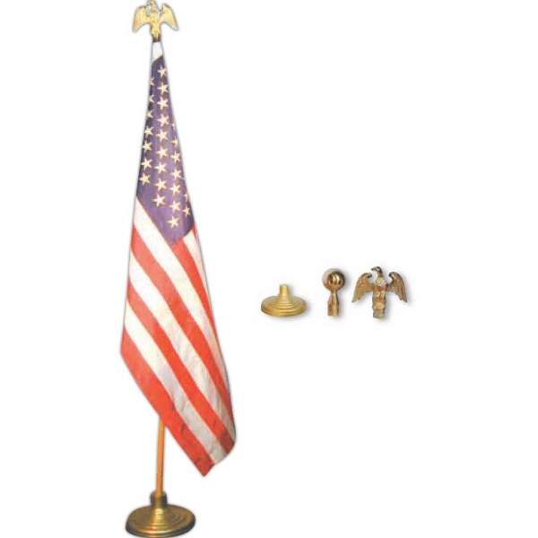 Mounted USA flag set with 3" ball, 3" eagles, cast iron... from ASI 31260 AdCapitol / The Flag Factory®