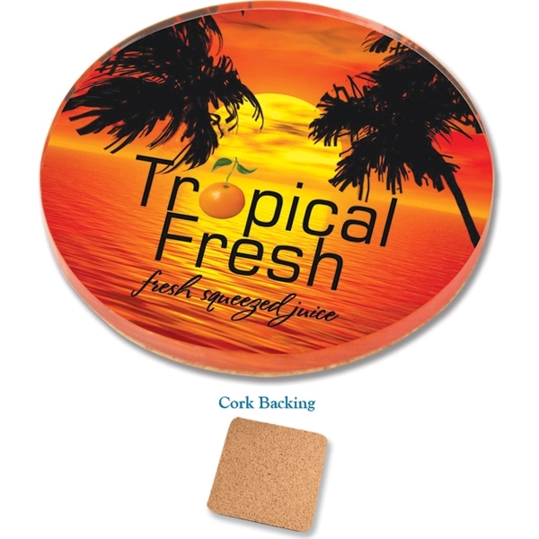 Coaster made with a 1/4" thick sheet of clear acrylic covering... from ASI 72521 Morris Magnets / Laser Cuts