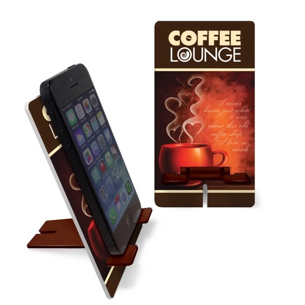 Customizable 5.125" x 2.75" Smart Spot phone accessory stand-up. Charger friendly,... from ASI 68207 MAC Specialties Ltd