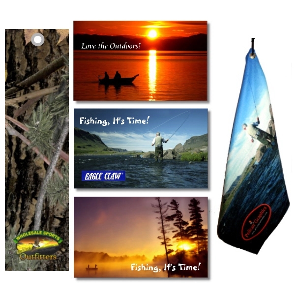 This towel is 45/55 polyester cotton blended with a dye sublimation... from ASI 76797 Pelican Graphics / Pelican Lures