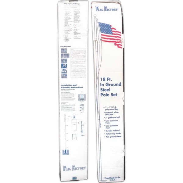 5-section steel white pole with 3' x 5' USA flag, gold... from ASI 31260 AdCapitol