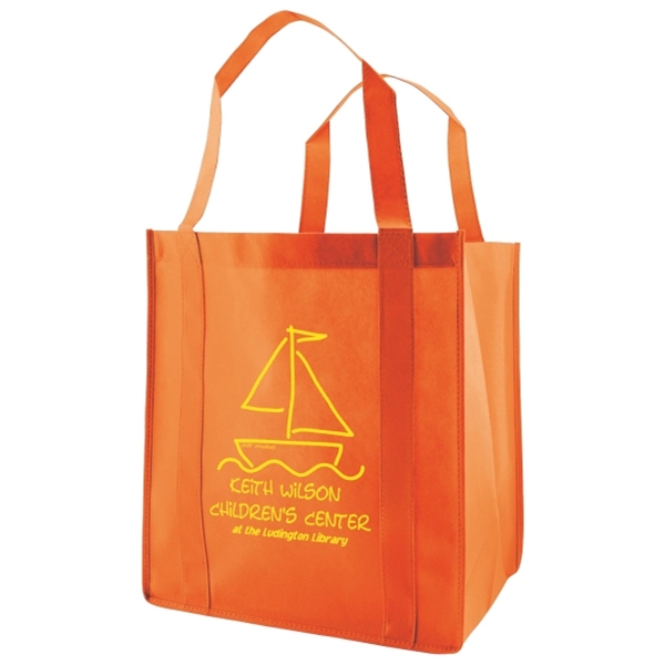 13" x 15" x 10" non-woven polypropylene grocery tote bag with... from ASI 75731 PWS / Pacific Western Sales/PWS