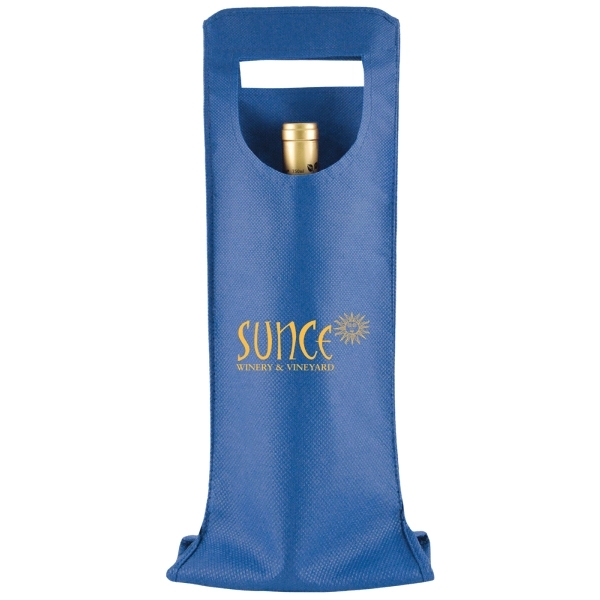 Made from 100 GSM non-woven polypropylene, this single bottle wine tote... from ASI 75731 PWS / Pacific Western Sales/Cater Line