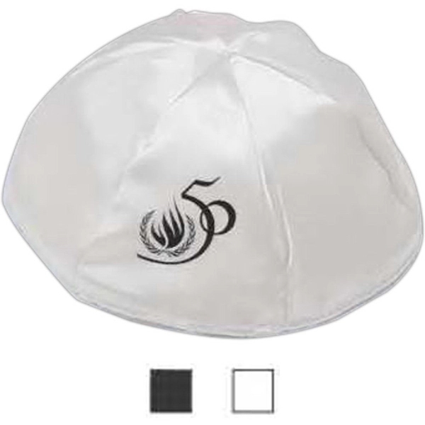 Flat fitted satin yarmulke with white cotton liner.... from ASI 31260 AdCapitol