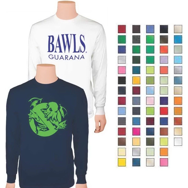 White long sleeve white t-shirt with double needing stitching, includes shoulder-to-shoulder... from ASI 31260 AdCapitol