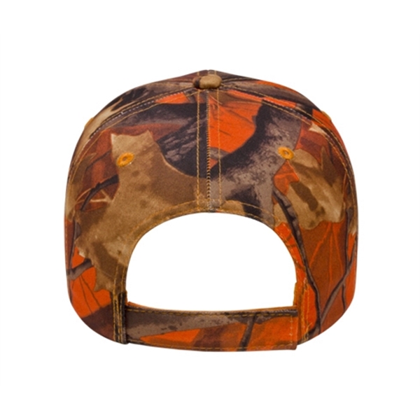 Orange Ridge polyester camouflage six-panel structured cap with hook and loop... from ASI 43792 Cap America Inc