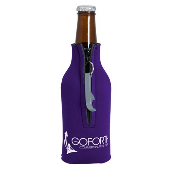Blank zippered bottle insulator with opener, 1/8" high-density open-cell scuba foam.... from ASI 74710 Numo / NUMO
