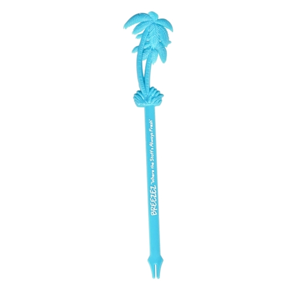 6.5" plastic drink stirrer with palm tree topper and pronged end.... from ASI 59683 Harco Enterprises LTD / Harco Enterprises