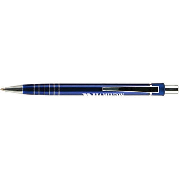 Retractable metal ballpoint pen with a contoured metal clip decorated with... from ASI 90075 ZZ DROPPED - Sunscope / Sunscope®