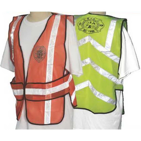 Fluorescent color safety vest with reflective stripes in front and back.... from ASI 31260 AdCapitol