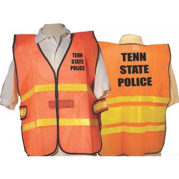 Orange 6 oz. PVC heavy mesh safety vest.... from ASI 31260 AdCapitol