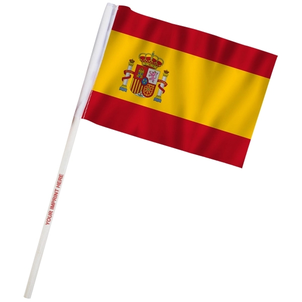 4" x 6" Spain Imprinted Staff Polyester Stick Flag on 10"... from ASI 80228 Quinn