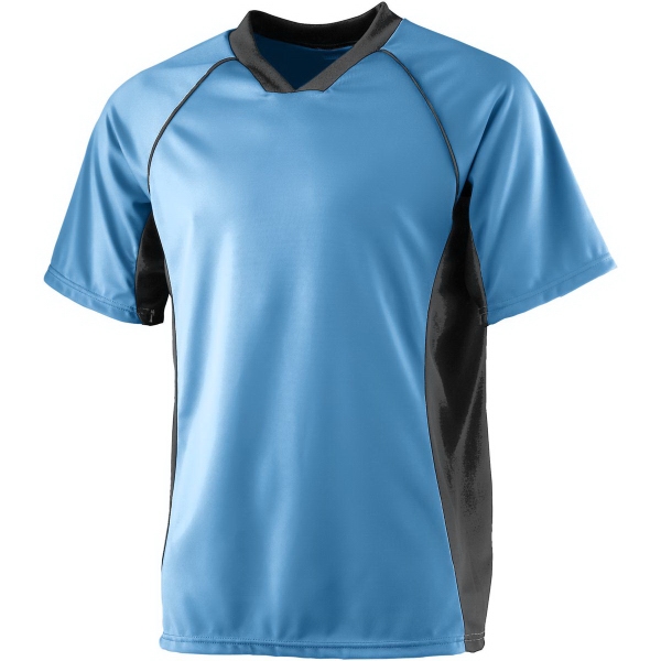 Performance soccer shirt with modified V-neck collar and contrast side panels.... from ASI 37461 Augusta Sportswear