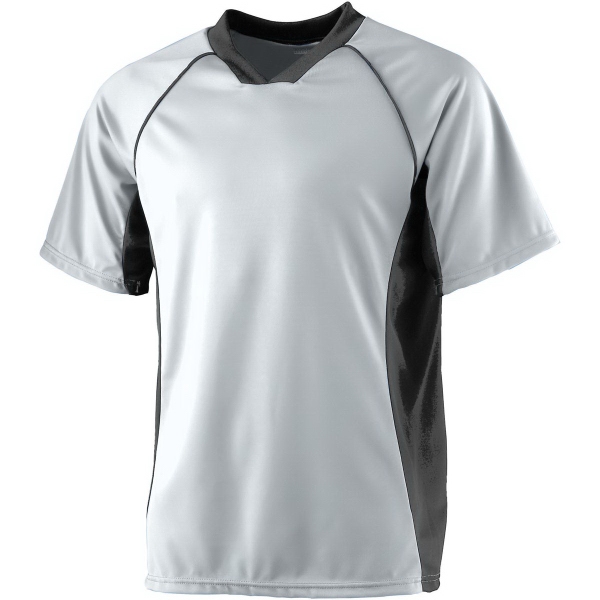 Performance soccer shirt with modified V-neck collar and contrast side panels.... from ASI 37461 Augusta Sportswear