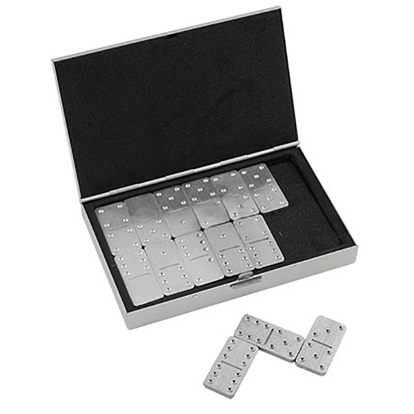 Compact domino game set features 28 metal dominoes.... from ASI 90075 ZZ DROPPED - Sunscope / Sunscope (R)