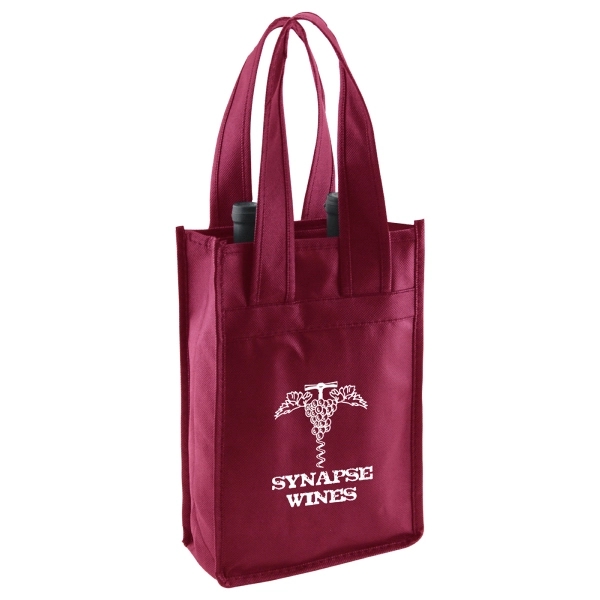 7" x 11" x 3.5" 2-bottle non-woven polypropylene wine tote with... from ASI 75731 PWS / Pacific Western Sales/Cater Line