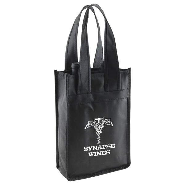 7" x 11" x 3.5" 2-bottle non-woven polypropylene wine tote with... from ASI 75731 PWS / Pacific Western Sales/Cater Line