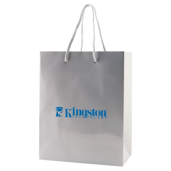 Made from 180 GSM gloss laminated paper, these shopping totes feature... from ASI 75731 PWS / Pacific Western Sales/Cater Line