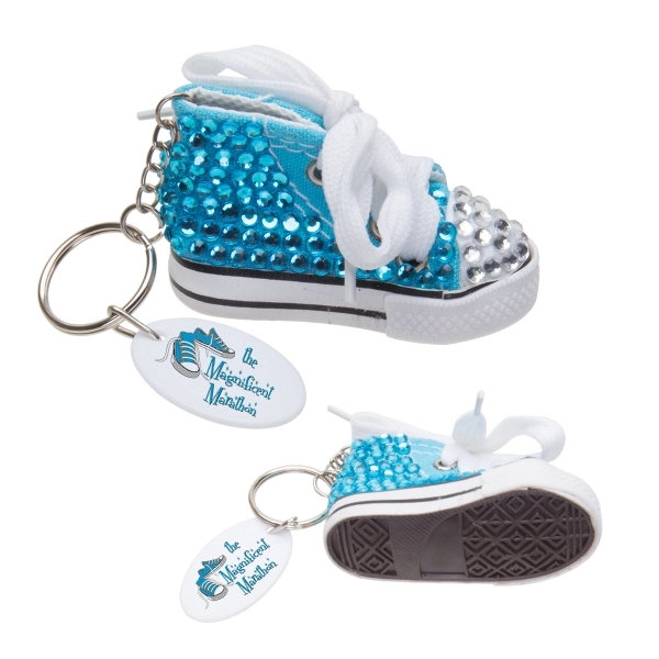 Key tag with gym shoe covered with shiny color-coordinated rhinestones.... from ASI 62190 Illini