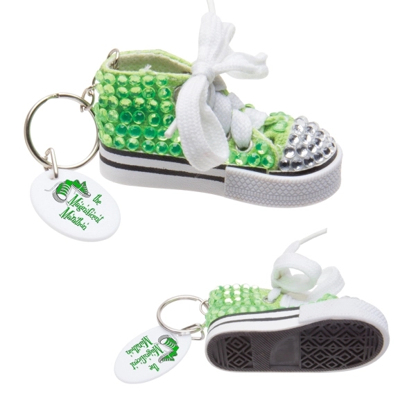 Key tag with gym shoe covered with shiny color-coordinated rhinestones.... from ASI 62190 Illini