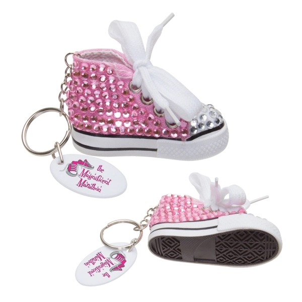Key tag with gym shoe covered with shiny color-coordinated rhinestones.... from ASI 62190 Illini