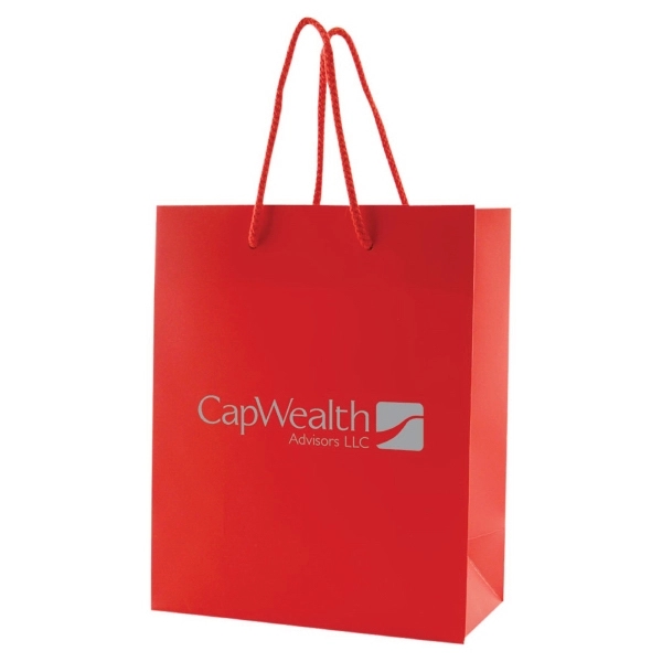 Made from 180 GSM matte laminated paper, these shopping totes feature... from ASI 75731 PWS / Pacific Western Sales/Cater Line