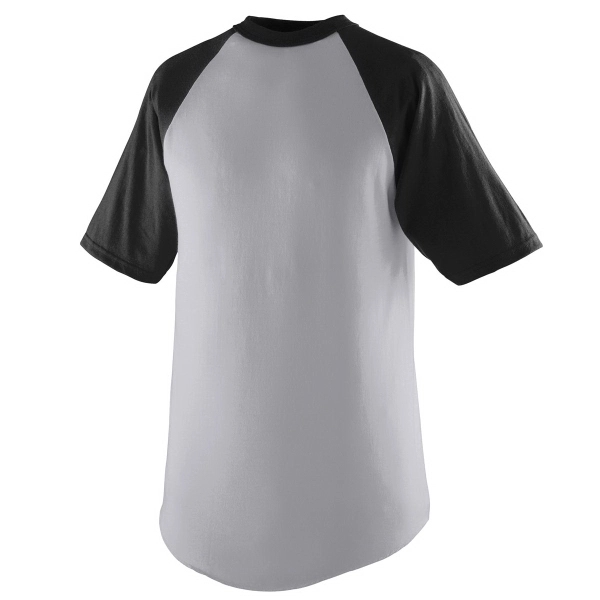 Adult short sleeve baseball jersey with contrasting color collar and raglan... from ASI 37461 Augusta Sportswear / Augusta Sportswear, Inc. d/b/a Momentec Brands