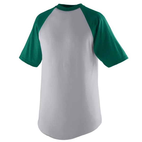 Adult short sleeve baseball jersey with contrasting color collar and raglan... from ASI 37461 Augusta Sportswear / Augusta Sportswear, Inc. d/b/a Momentec Brands