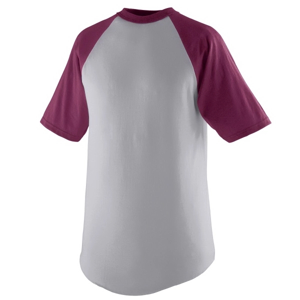 Adult short sleeve baseball jersey with contrasting color collar and raglan... from ASI 37461 Augusta Sportswear / Augusta Sportswear, Inc. d/b/a Momentec Brands